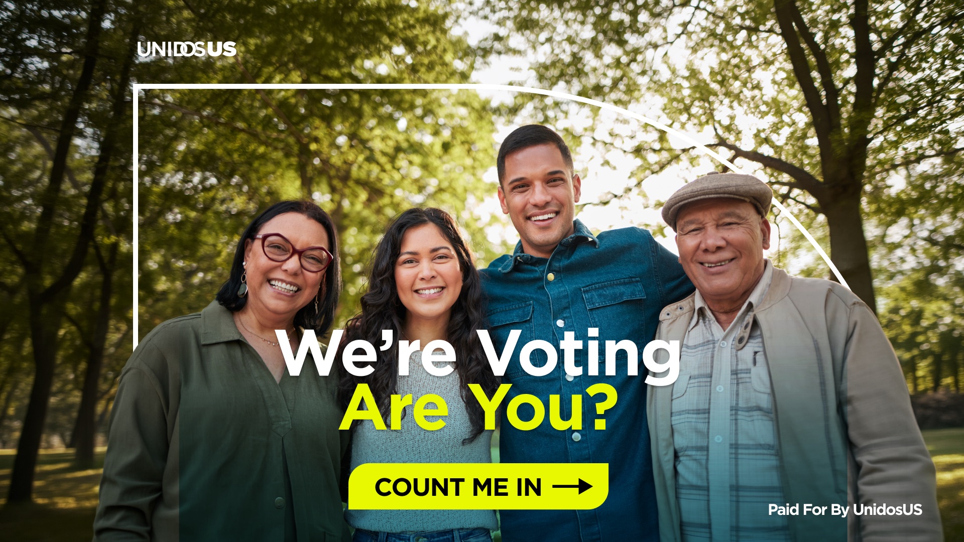 We're Voting turnout creative, landscape format
