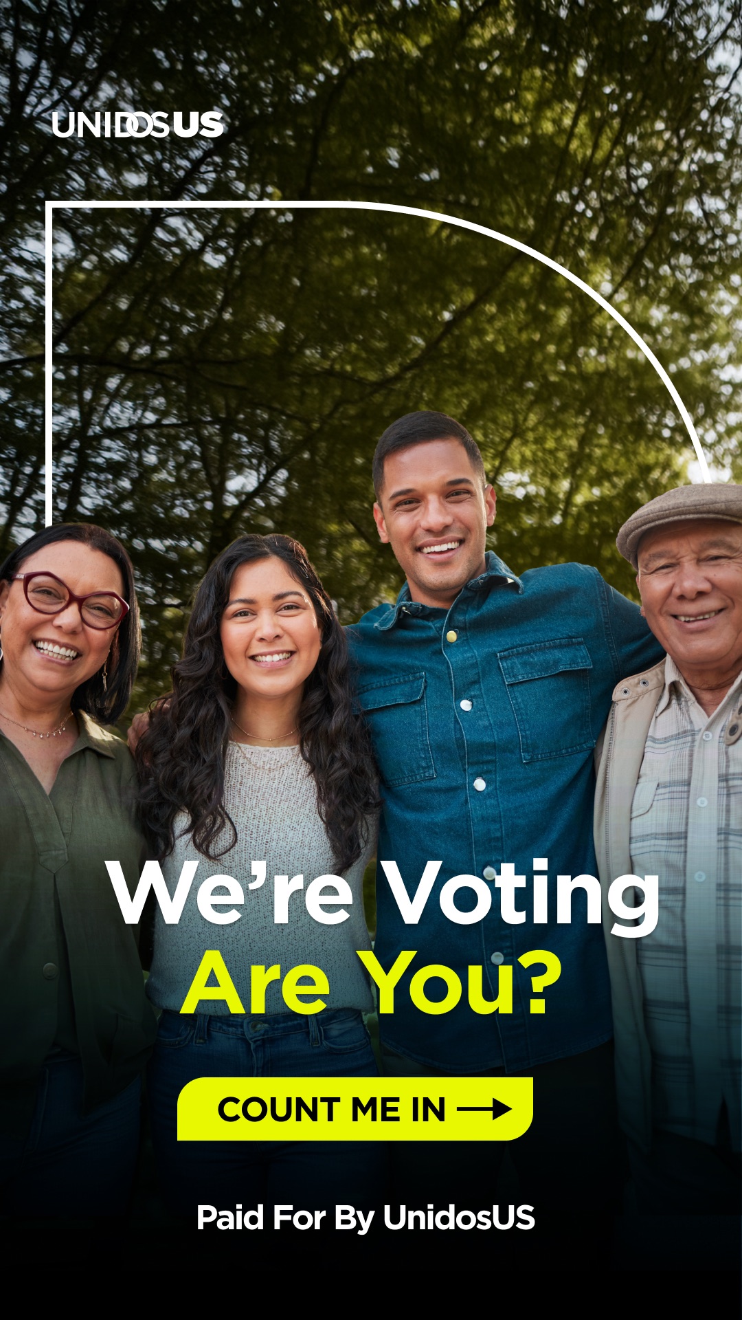 We're Voting turnout creative, vertical stories format